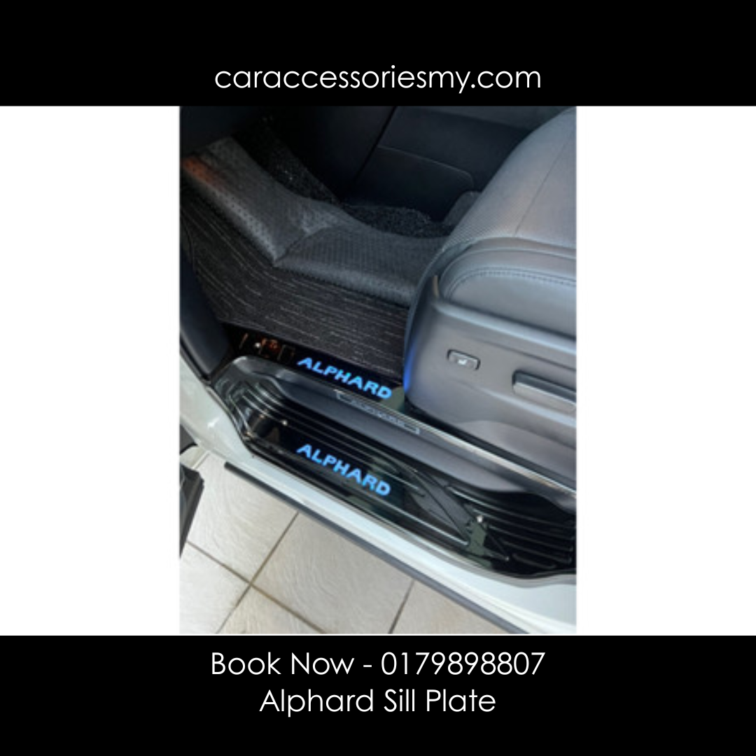 Toyota Alphard anh20 2008 - 2014 Black silver chrome Side sill Plate Door Side Step With blue Led 8pcs