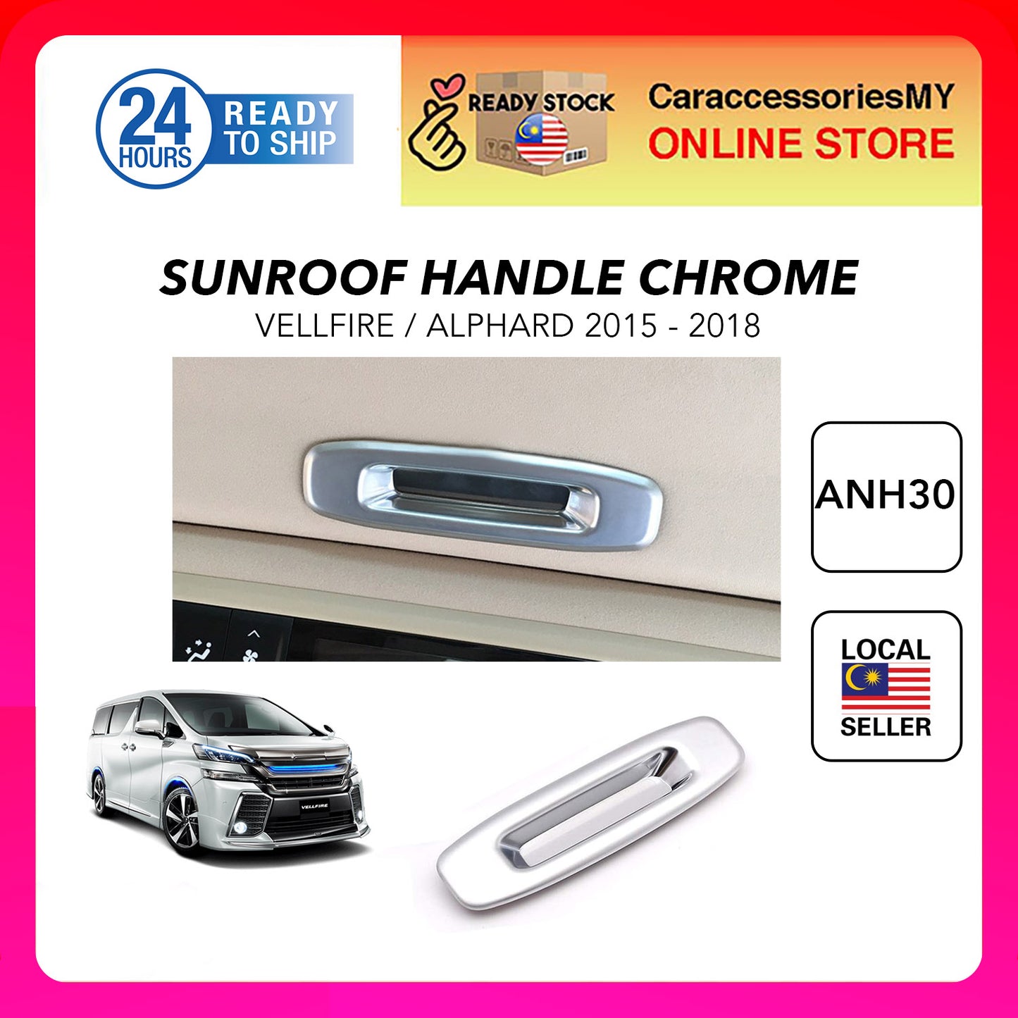 Toyota Alphard Vellfire AGH30 Sunroof Handle Silver Lining Chrome YH594