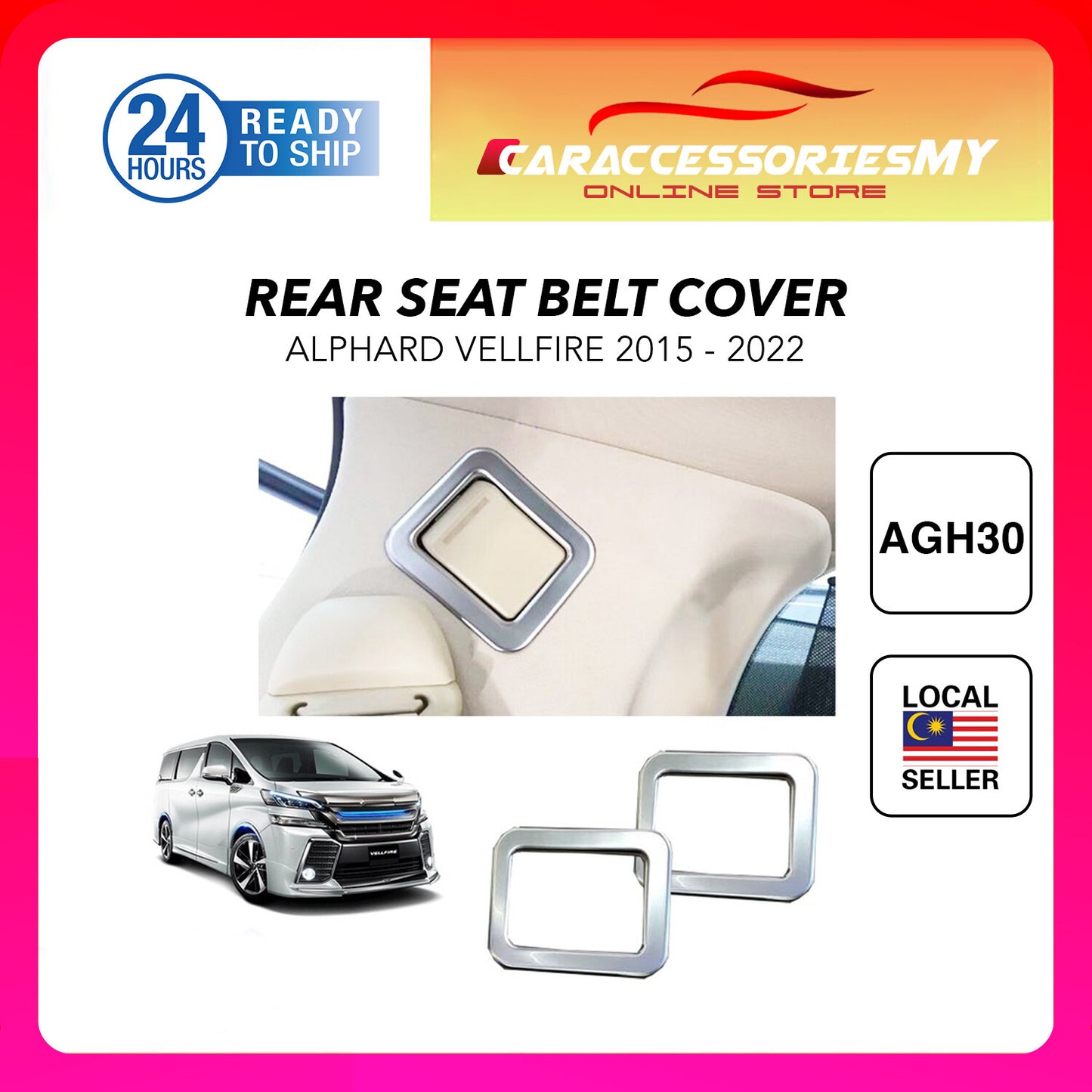 Toyota Alphard Vellfire AGH30 Trunk Safety Seat Belt Chrome YH599