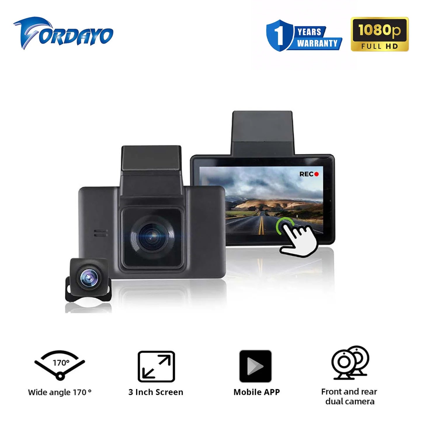 Fordayo FD-8040 dual channel dash cam car recorder