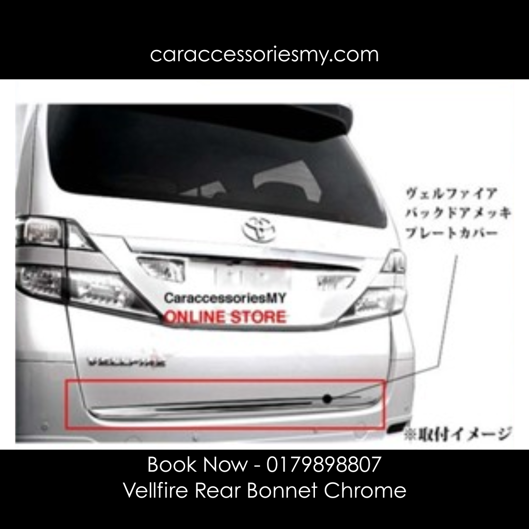 Toyota Alphard Vellfire anh20 2008-2014 rear trunk bonnet garnish chrome cover trim stainless steel