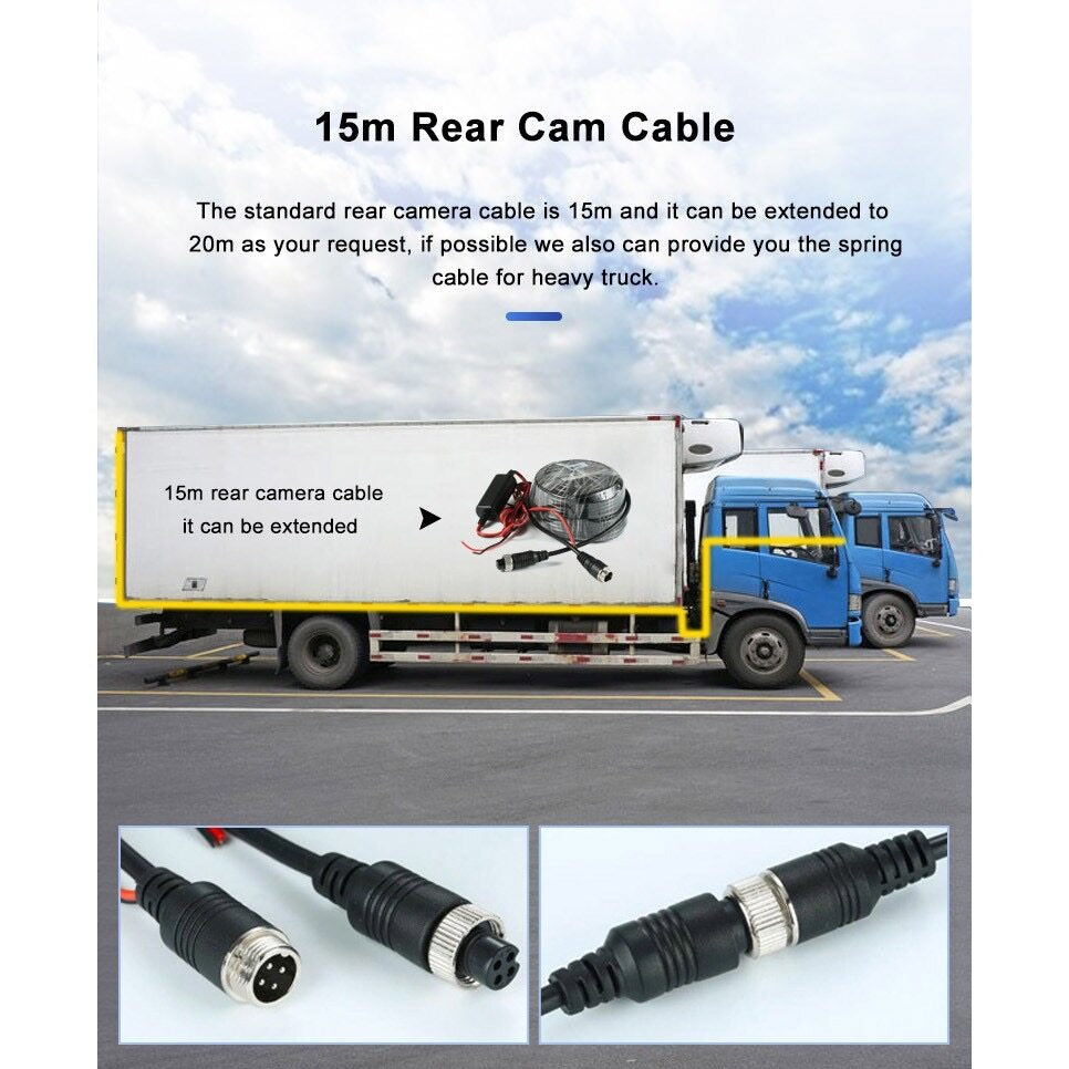 Fordayo Truck van lorry DVR Camera 7 inch AHD 1080P Dash Cam Parking Monitor Dual Cams Recording 24V front back