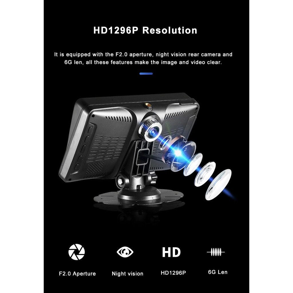 Fordayo Truck van lorry DVR Camera 7 inch AHD 1080P Dash Cam Parking Monitor Dual Cams Recording 24V front back