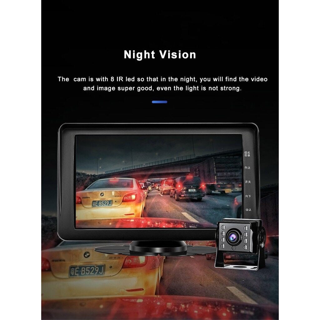 Fordayo Truck van lorry DVR Camera 7 inch AHD 1080P Dash Cam Parking Monitor Dual Cams Recording 24V front back