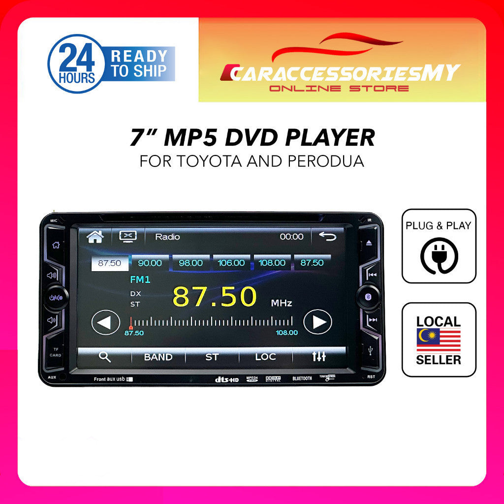 Toyota Perodua 7 inch DVD player double din car multimedia MP5 touch screen radio bluetooth usb Mirrorlink