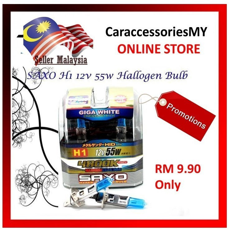 SAXO 4800K H1 White Halogen Bulb for perodua myvi