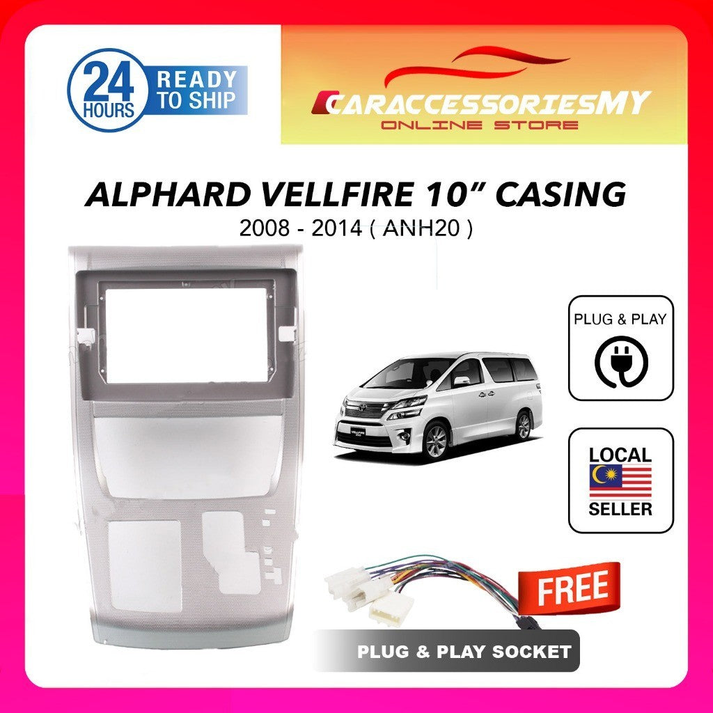 Toyota Alphard Vellfire ANH20 2008-2014 10 Inch Car Android Player Casing With Socket Plug And Play