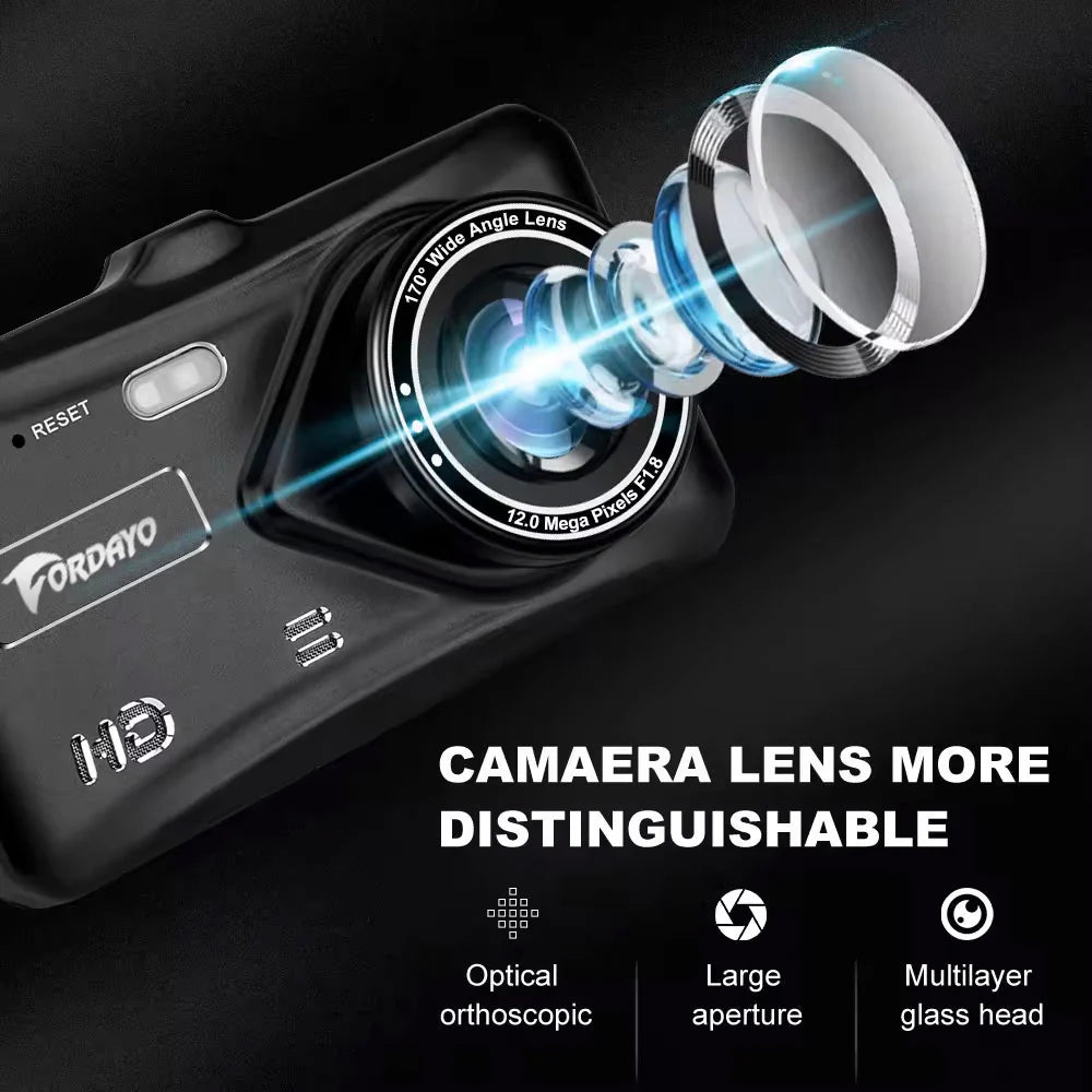 Fordayo FD-8025 front and back dvr recording large screen dashcam car recorder
